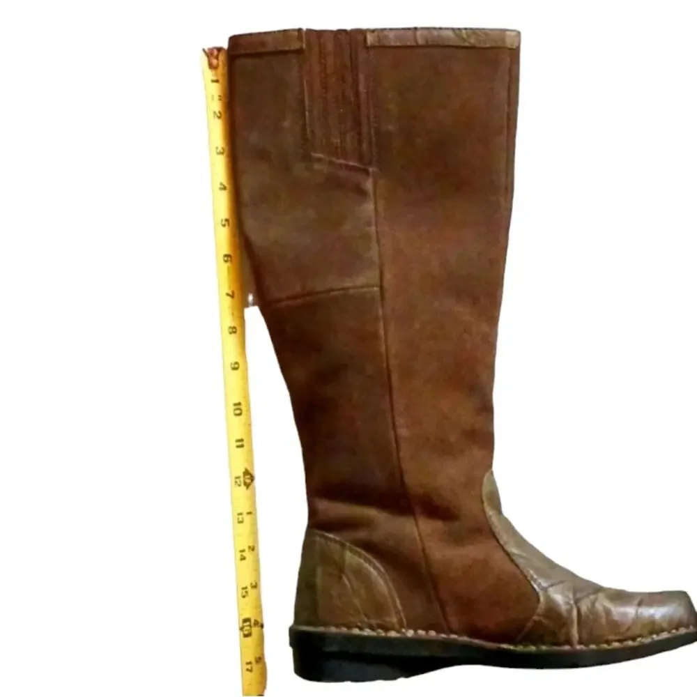 Clarks Leather Suede‎ Knee High Riding Boots Sz 9M COMFORT Sole BOHO KHAKI BROWN